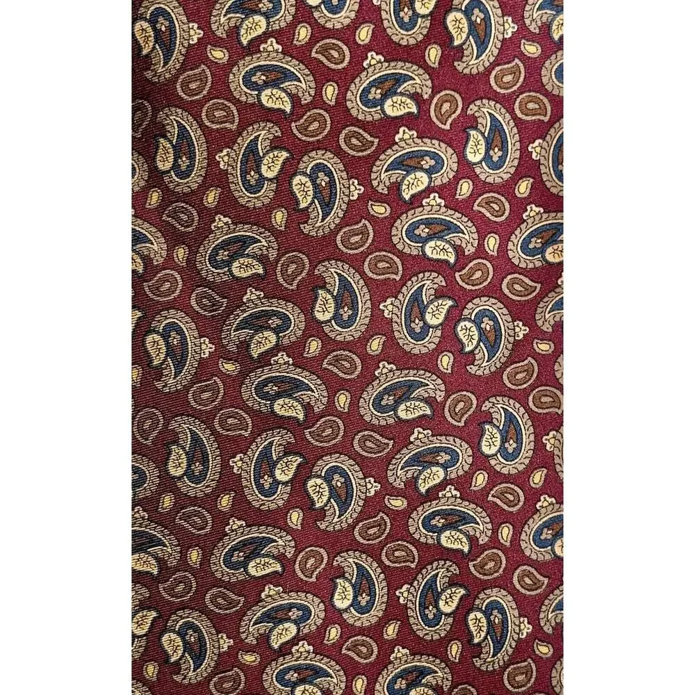 Lands' End‎ Men's Ties Set Of Two 100% Silk Neck Ties Paisley Blue Burgundy EUC